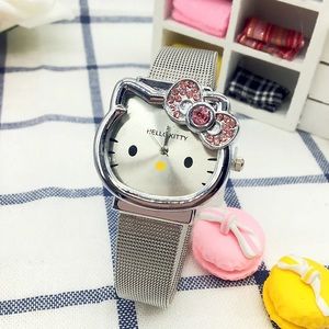 HELLO KITTY SILVER MESH STRAP WATCH - NEW!
